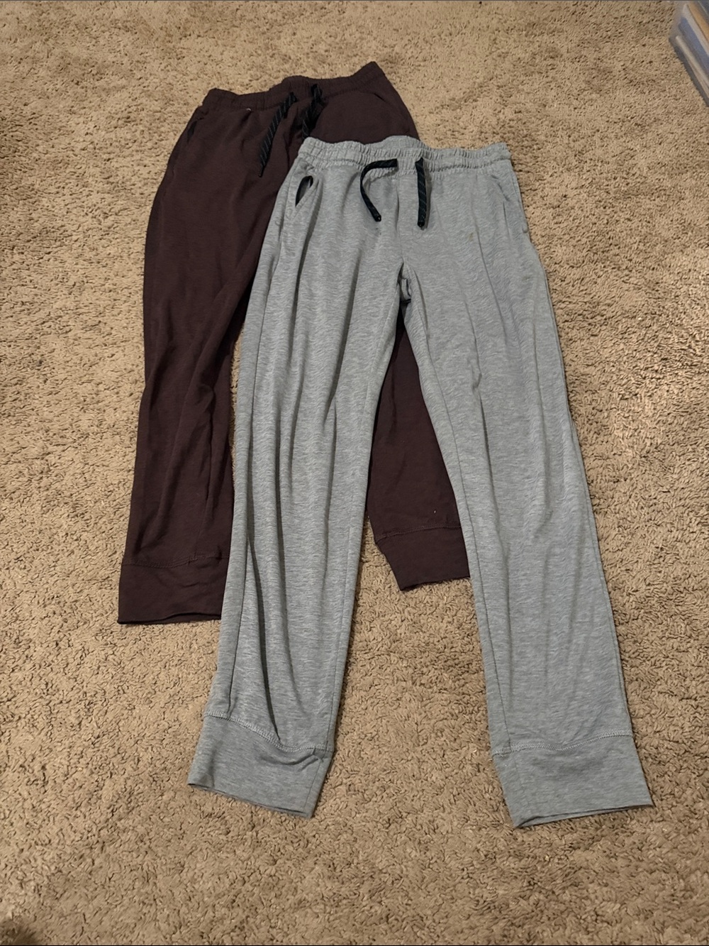 Casual Drawstring Lounge Pants - Gray & Dark Brown